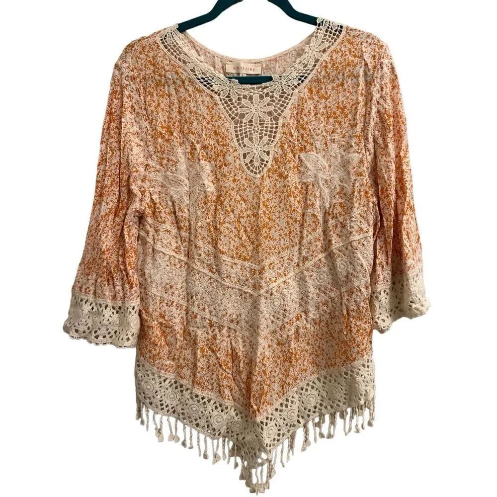 Solitaire boho embroidered blouse S